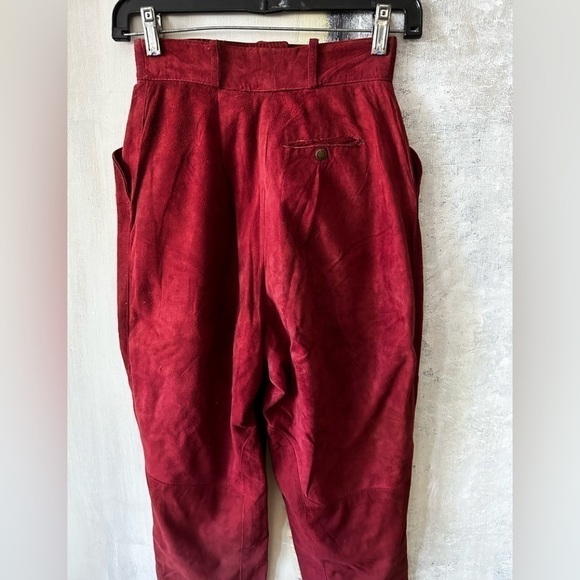 Vintage Red Suede Leather Pants XS - Picture 3 of 9